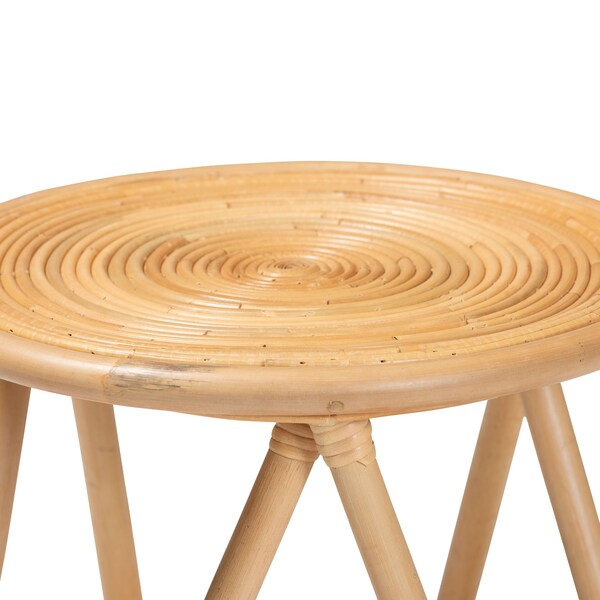 Baxton Studio 15.7 W, 15.7 L, 17.7 H, Polished Natural Rattan, Natural Brown - 211-12748-ZORO