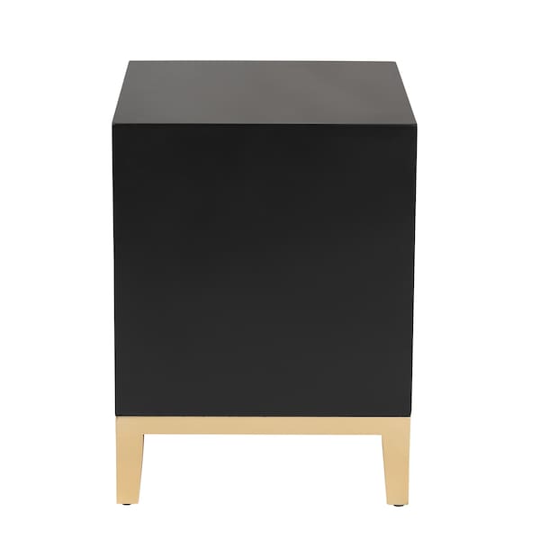 Baxton Studio End Table, 19.7 W, 15.7 L, 20.9 H, Metal "Iron", MDF, Black/Gold - 223-12944-ZORO