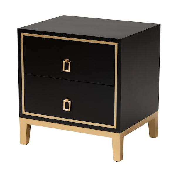 Baxton Studio End Table, 19.7 W, 15.7 L, 20.9 H, Metal "Iron", MDF, Black/Gold - 223-12944-ZORO