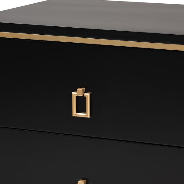 Baxton Studio End Table, 19.7 W, 15.7 L, 20.9 H, Metal "Iron", MDF, Black/Gold - 223-12944-ZORO