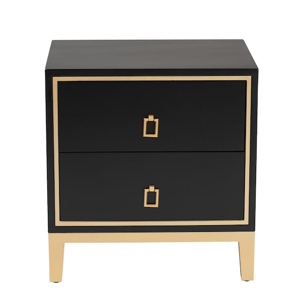 Baxton Studio End Table, 19.7 W, 15.7 L, 20.9 H, Metal "Iron", MDF, Black/Gold - 223-12944-ZORO