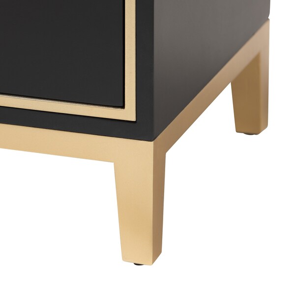 Baxton Studio End Table, 19.7 W, 15.7 L, 20.9 H, Metal "Iron", MDF, Black/Gold - 223-12944-ZORO