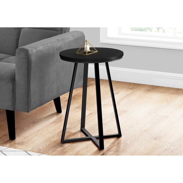 Monarch Specialties Side Table, 15.75 W, 21.75 H, Metal, Particle Board, Black - I 2175