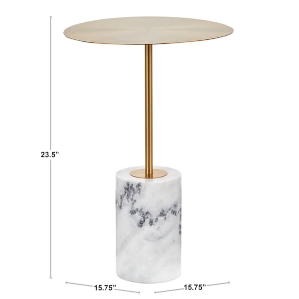 Lumisource Symbol Side Table in Gold Metal and White Marble - TB-SYMBOL AUWM