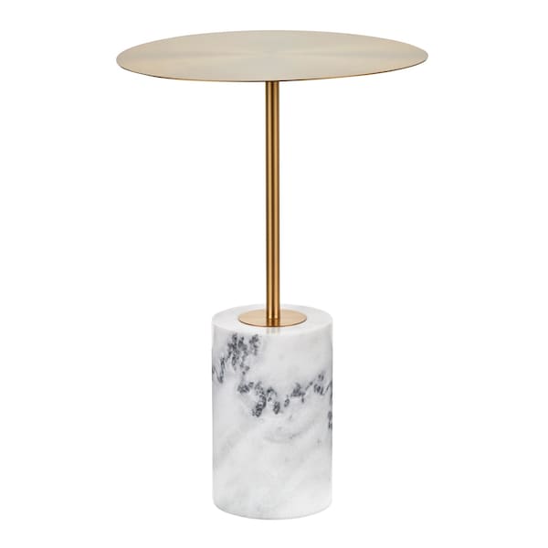 Lumisource Symbol Side Table in Gold Metal and White Marble - TB-SYMBOL AUWM