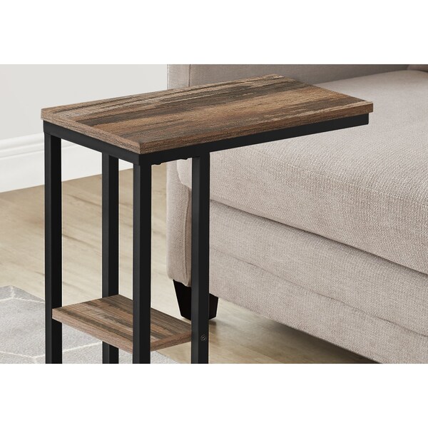 Monarch Specialties End Table, 18.25 W, 25.25 H, Particle Board, Metal, Brown - I 3673