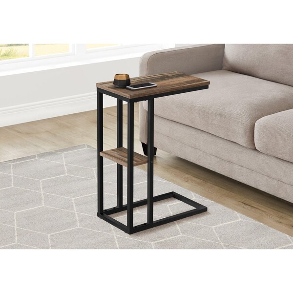 Monarch Specialties End Table, 18.25 W, 25.25 H, Particle Board, Metal, Brown - I 3673