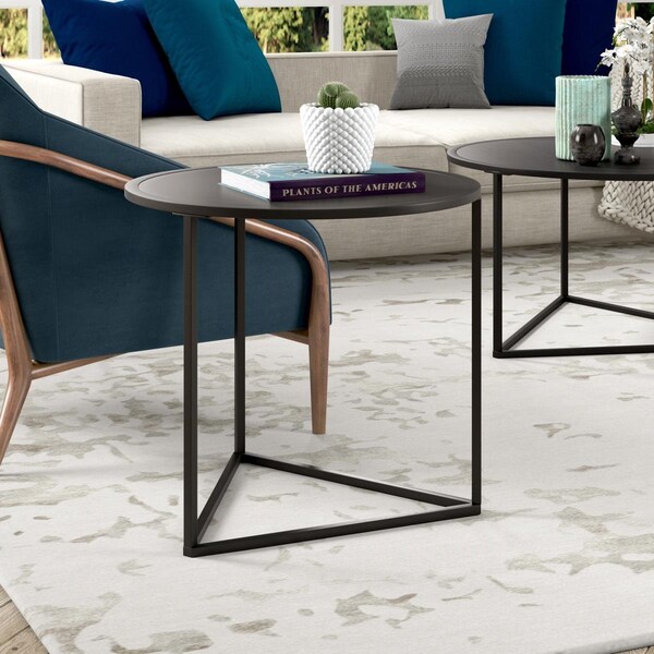 Hudson & Canal 24 in. Wide Jenson Round Side Table with Metal Top Blackened Bronze - ST1470
