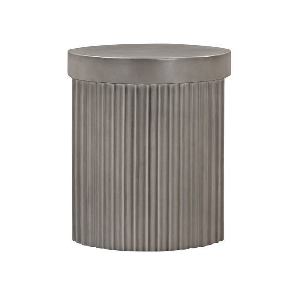 Armen Living Wave Round Indoor or Outdoor Accent Stool End Table in Gray Concrete - LCLKSTGR