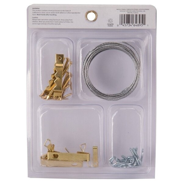 Prosource Picture Hanger Kit, Steel, Brass, Brass, 39-Piece - PH-82109-PS