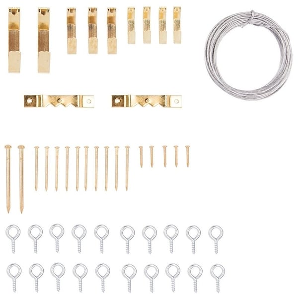 Prosource Picture Hanger Kit, Steel, Brass, Brass, 39-Piece - PH-82109-PS