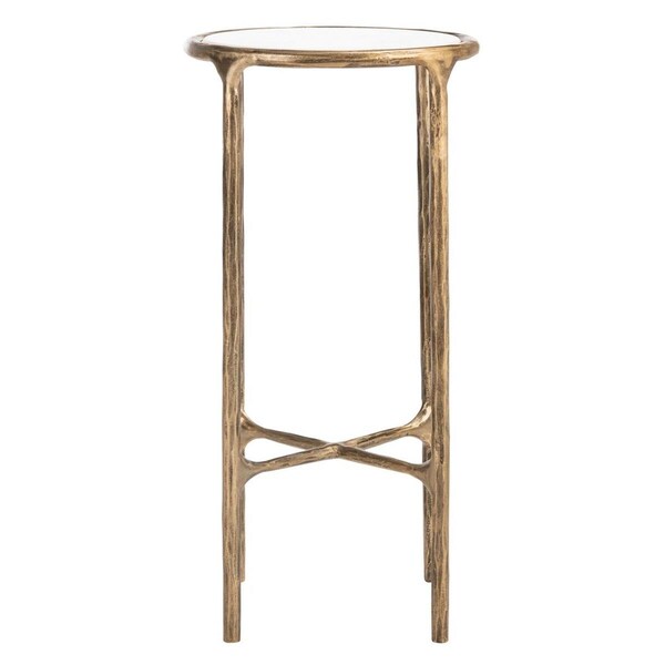 Safavieh Jessa Forged Metal Tall Round End Table White & Brass - SFV9504C