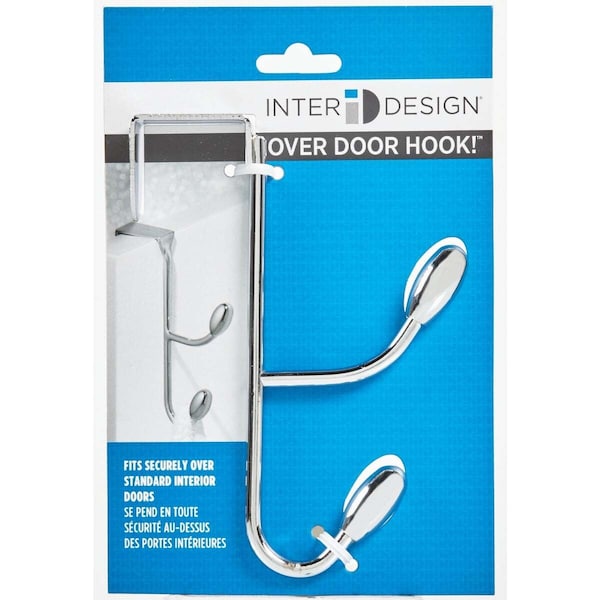 Idesign Hook Silver Steel Medium Orbinni Over the Door Double 10 lb. cap. Silver - 76500