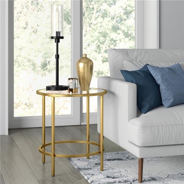 Henn & Hart Henn & Hart ST0654 Sivil Brass Finish Round Side Table - ST0654