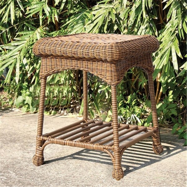 Sekkusu Furniture Outdoor Espresso Wicker Patio Furniture End Table - SE737677