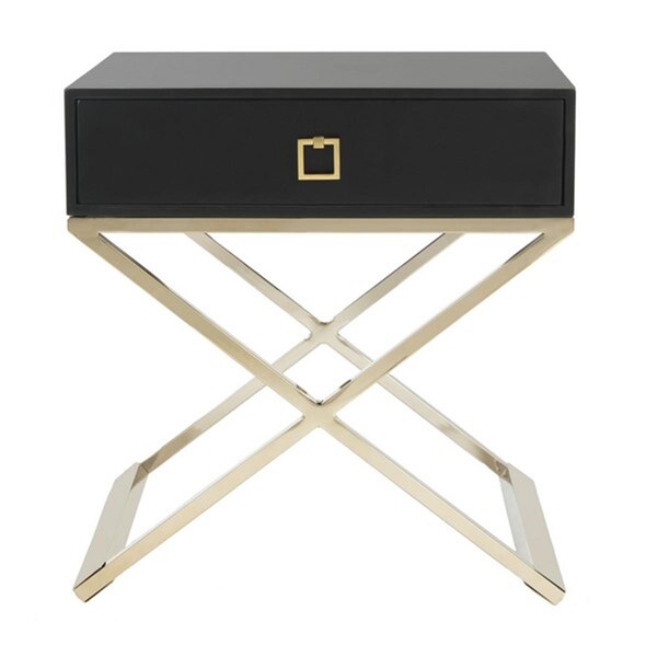 Safavieh 25.25 x 24 x 20 in. Zarina Modern Cross Leg End Table, Black - FOX6295D