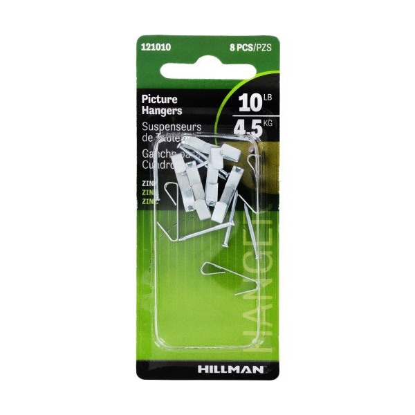 Hillman HILLMAN Zinc Silver Conventional Picture Hanger 10 lb 8 pk - 121010