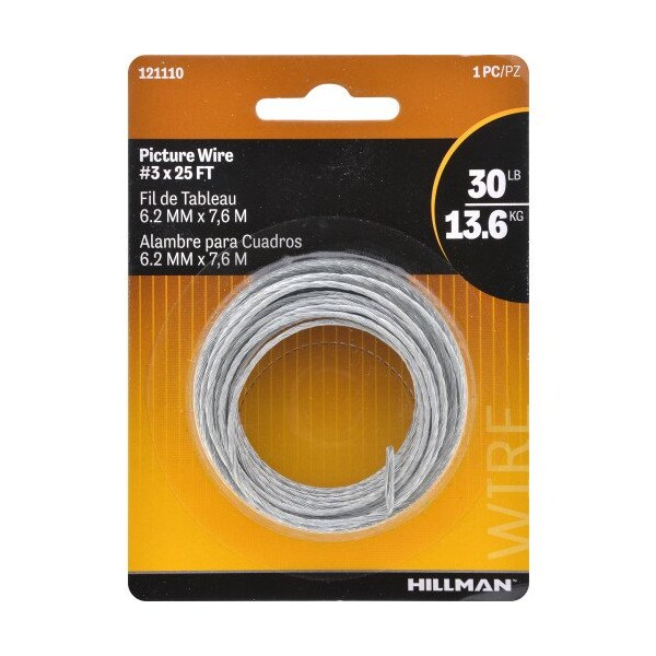 Hillman HILLMAN Steel-Plated Silver Braided Picture Wire 30 lb 1 pk - 121110