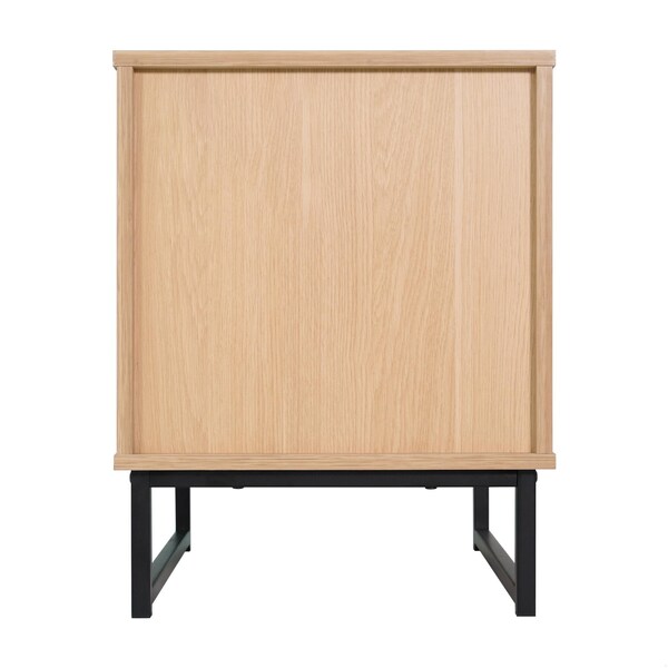 Flash Furniture Malaki Mid-Century Nightstands w/Rattan Accented Drawers, Opn Uppr Shlvs, Metal Legs, Natural, 2PK - 2-EV-ST4043-ZZ-NAT-GG
