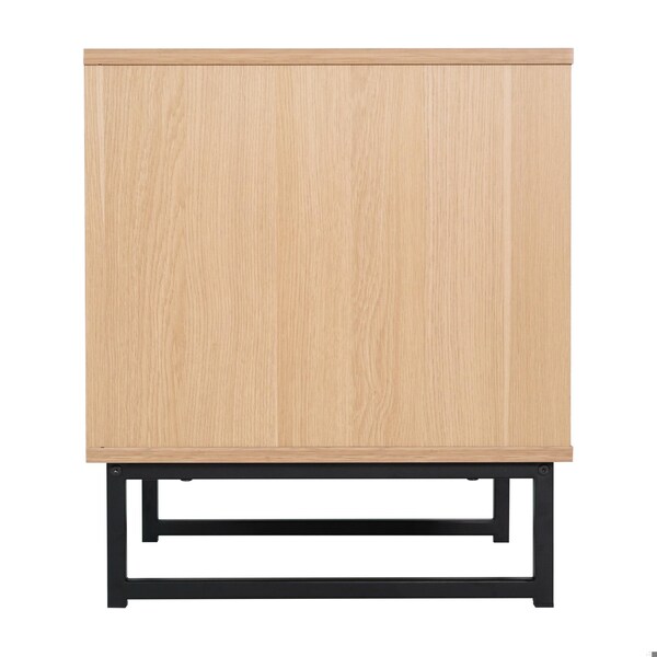 Flash Furniture Malaki Mid-Century Nightstands w/Rattan Accented Drawers, Opn Uppr Shlvs, Metal Legs, Natural, 2PK - 2-EV-ST4043-ZZ-NAT-GG
