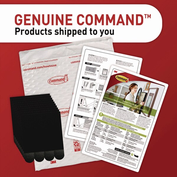 Command Picture Hanging Strips, Large, Removable, Holds up to 16 lbs per 4 Pairs, 20 Strip Pairs - 17206BLK-20NA