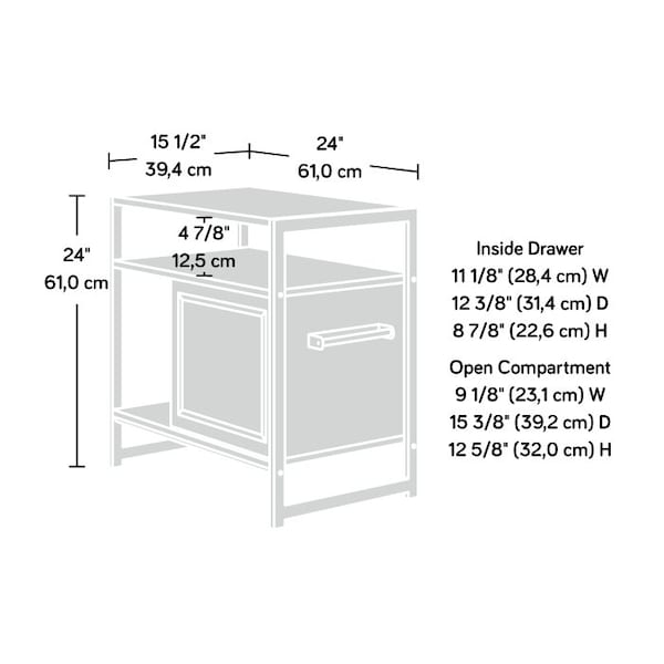 Sauder 24.02 in W X 15.51 in L X 24.02 in H - 430263