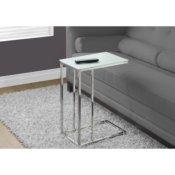 Monarch Specialties Accent Table - Chrome Metal With Frosted Tempered Glass - I 3000