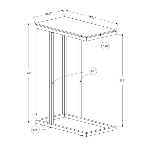 Monarch Specialties Accent Table - Chrome Metal With Frosted Tempered Glass - I 3000