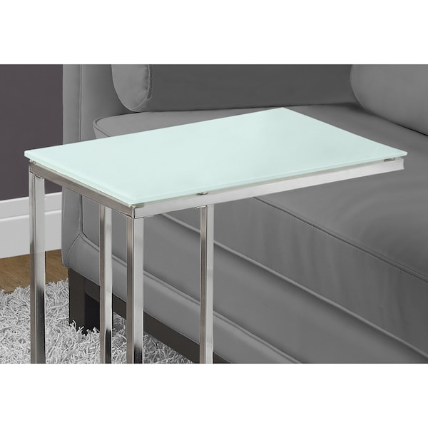 Monarch Specialties Accent Table - Chrome Metal With Frosted Tempered Glass - I 3000