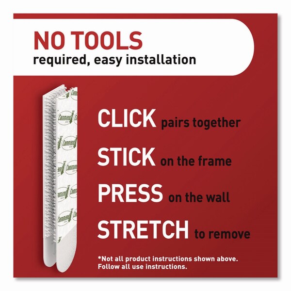 Command Picture Hanging Strips, X-Large, Removable, Holds up to 20 lbs per 4 Strips, Black, 8PK - 17217BLK-8ES