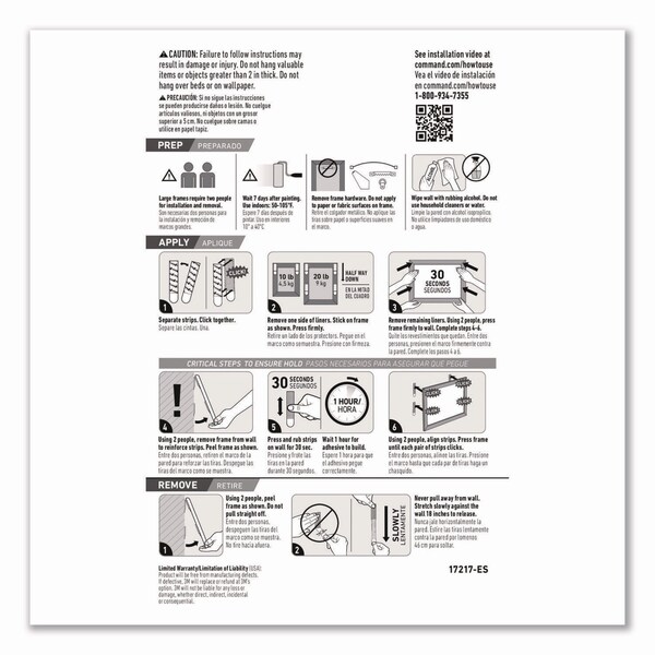 Command Picture Hanging Strips, X-Large, Removable, Holds up to 20 lbs per 4 Strips, Black, 8PK - 17217BLK-8ES