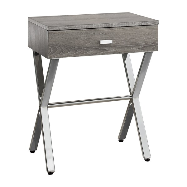 Monarch Specialties Accent Table - 24"H / Dark Taupe / Chrome Metal - I 3263