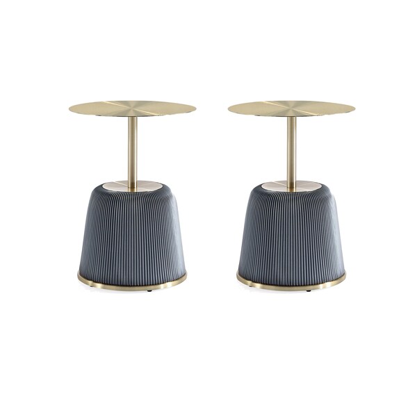 Manhattan Comfort Round End Table, 15.75 in L, Stainless Steel, Grey - 2-ET004-GY