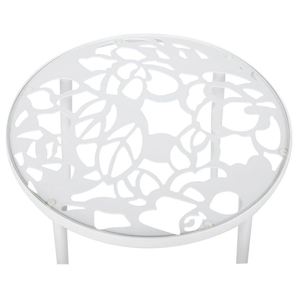 Leisuremod Round 23 in W, 19 in L, Glass/Aluminum, White - DT20W