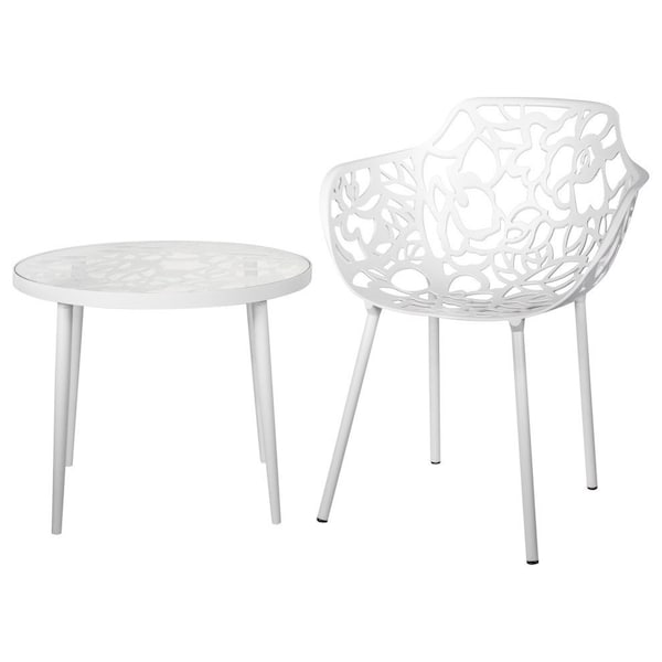 Leisuremod Round 23 in W, 19 in L, Glass/Aluminum, White - DT20W