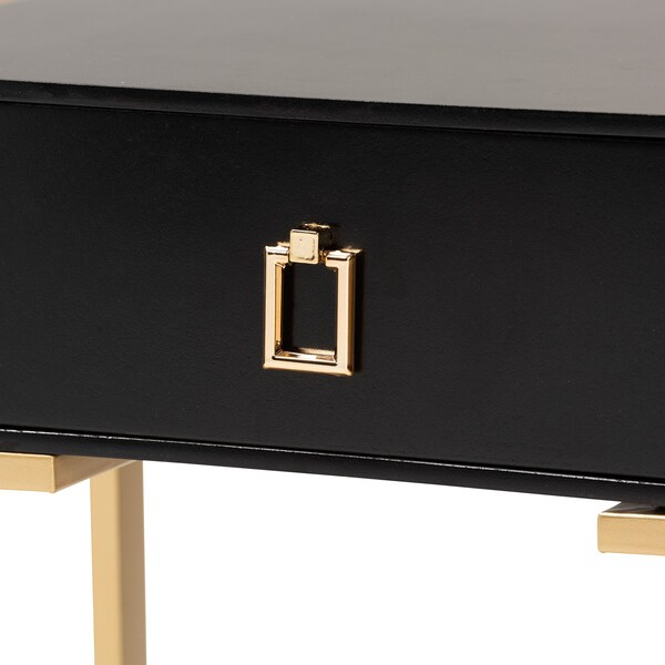Baxton Studio End Table, 18.9 W, 13.8 L, 22 H, MDF, Metal "Iron", Black/Gold - 221-12457-ZORO