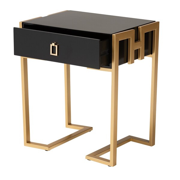 Baxton Studio End Table, 18.9 W, 13.8 L, 22 H, MDF, Metal "Iron", Black/Gold - 221-12457-ZORO