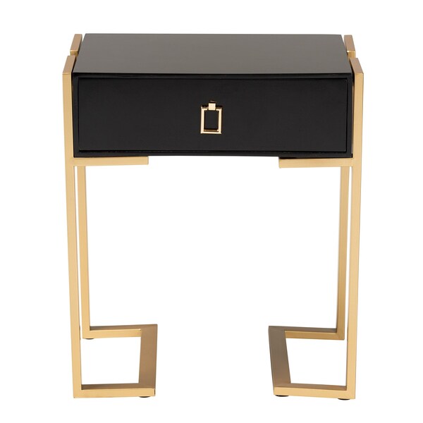 Baxton Studio End Table, 18.9 W, 13.8 L, 22 H, MDF, Metal "Iron", Black/Gold - 221-12457-ZORO
