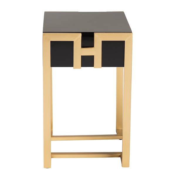 Baxton Studio End Table, 18.9 W, 13.8 L, 22 H, MDF, Metal "Iron", Black/Gold - 221-12457-ZORO