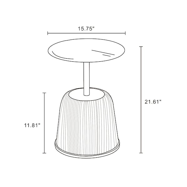 Manhattan Comfort Round End Table, 15.75 in L, Stainless Steel, Cream - ET004-CR