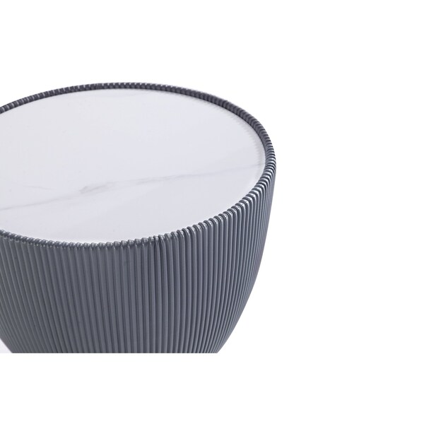 Manhattan Comfort Round End Table, 18.43 in L, Stainless Steel, Grey - 2-ET005-GY