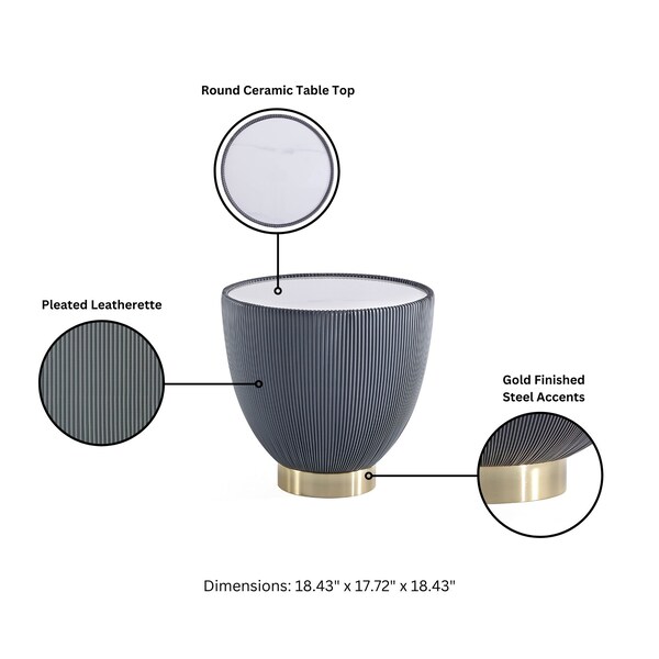 Manhattan Comfort Round End Table, 18.43 in L, Stainless Steel, Grey - 2-ET005-GY