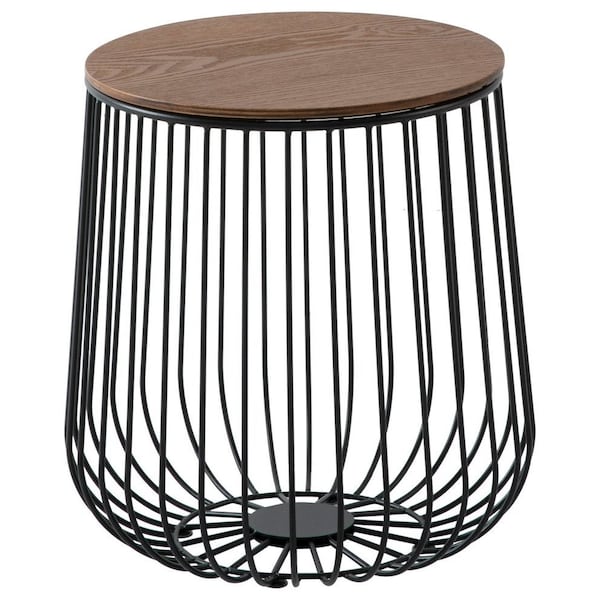 Leisuremod Round 15 in W, 16 in L, Manufactured Wood/Steel, Walnut - RTBL-15WN