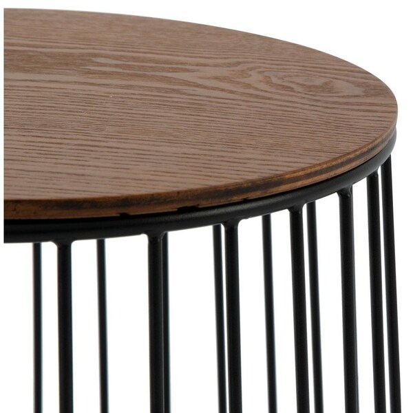 Leisuremod Round 15 in W, 16 in L, Manufactured Wood/Steel, Walnut - RTBL-15WN