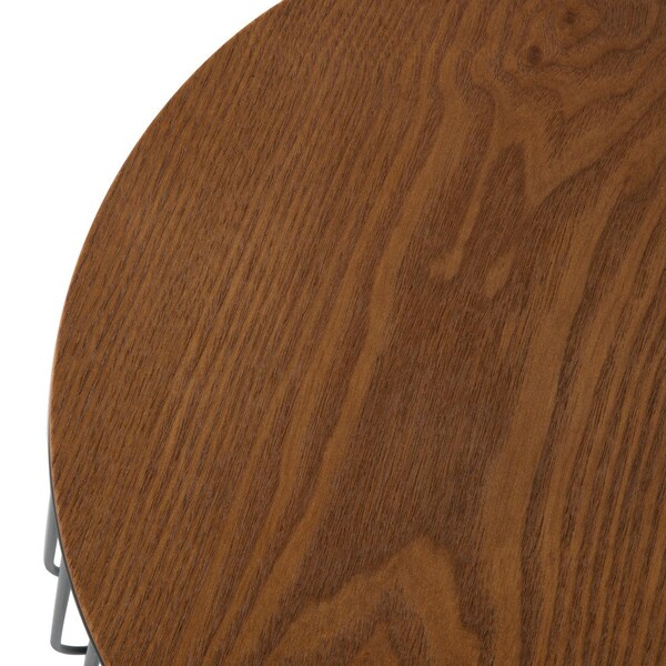 Leisuremod Round 15 in W, 16 in L, Manufactured Wood/Steel, Walnut - RTBL-15WN