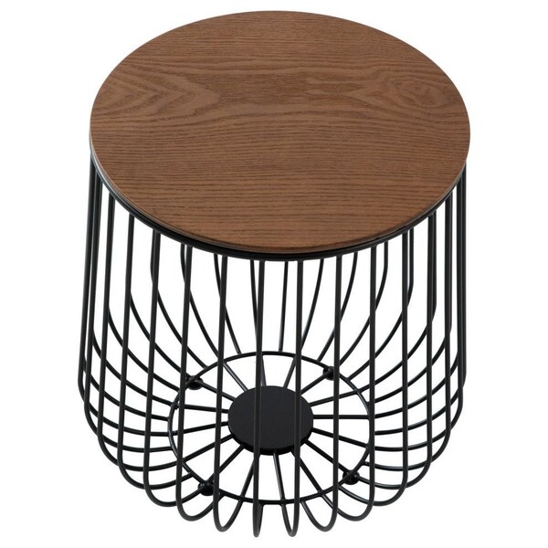Leisuremod Round 15 in W, 16 in L, Manufactured Wood/Steel, Walnut - RTBL-15WN