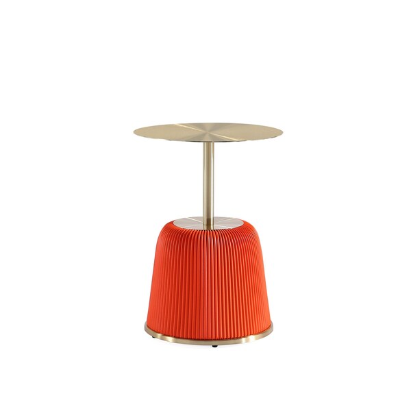 Manhattan Comfort Round End Table, 15.75 in L, Stainless Steel, Orange - ET004-OR