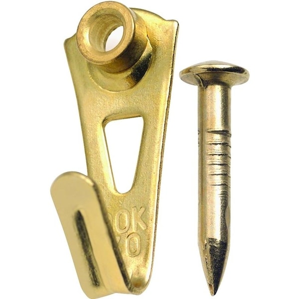 Ook Picture Hanger, 30 lb, Steel, Brass, Gold, 2PK - 50035