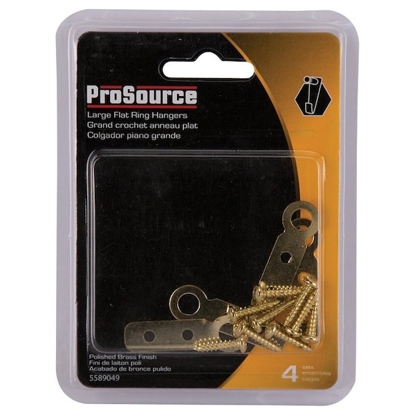 Prosource Picture Hanger, 9 lb, Steel, Polished Brass, Brass, Flush Mounting - PH-122227-PS