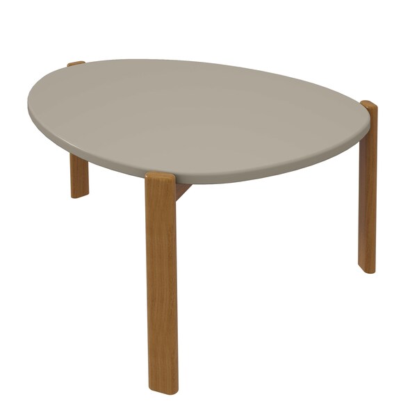 Manhattan Comfort Round Oval End and Coffee Table Set of 2, 50.55 in L, MDF, Greige - 2-82735-OW